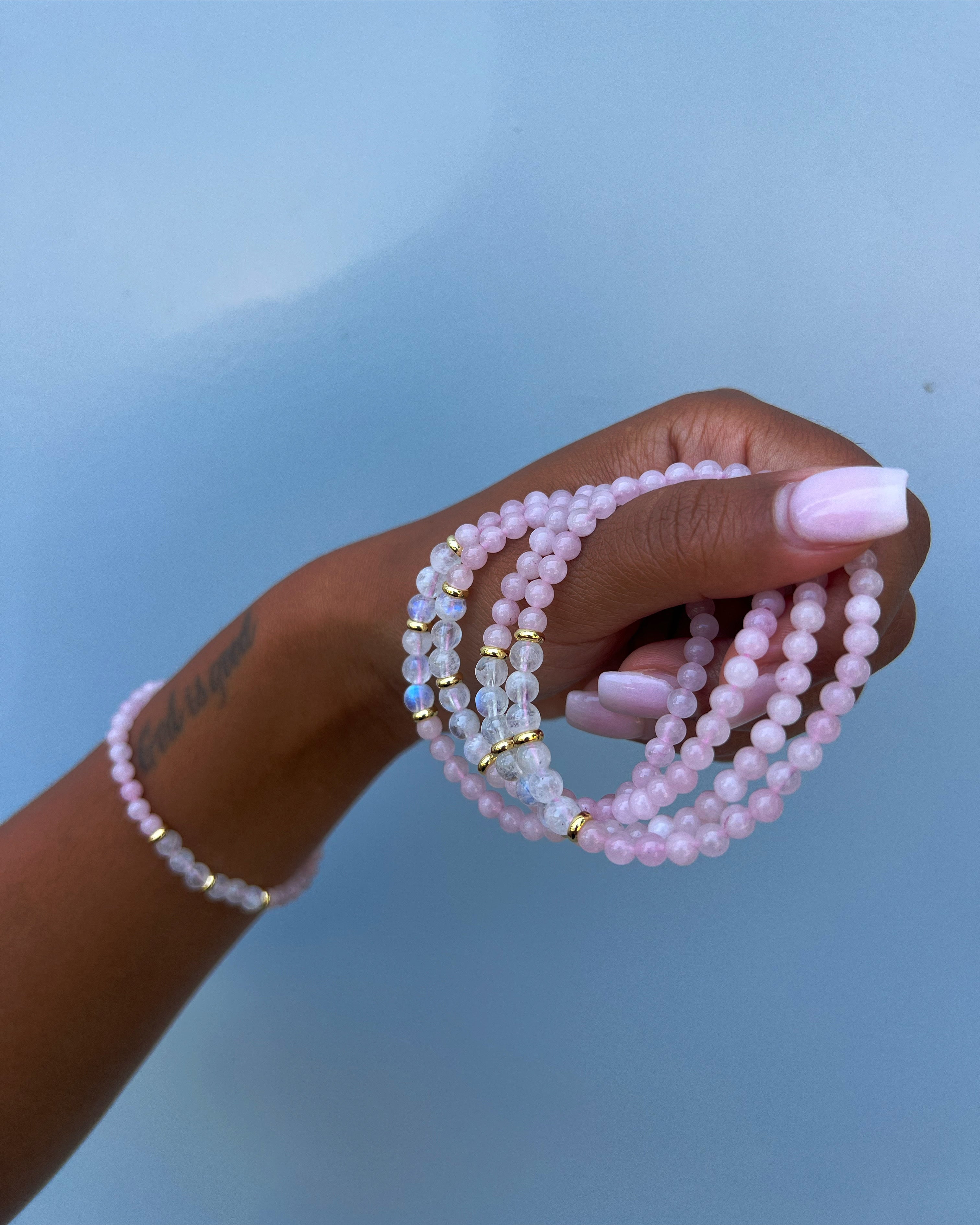 Divine Feminine Moonstone + Rose Quartz Bracelet