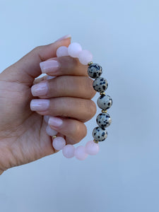 Dalmatian Jasper & Rose Quartz Bracelet